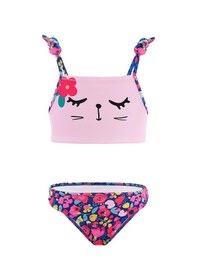 Resim Denokids Çiçekli Kedi Kız Çocuk Bikini Çok Renkli 