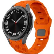 Resim Ekılıf - Samsung Watch 5 40mm 20mm Uyumlu - Kordon Futbol Desenli Spor Tasarımlı Silikon Kordon Krd-116 - Turuncu 