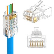 Resim Genel Markalar 100 Adet Yeni Nesil Jak Cat5/cat6 Rj45 Konnektör 100 Lü Paket Cat6 Ez Plug Ethernet Jak Network 8p8c 