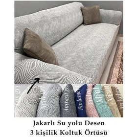 Resim StarMall Su Yolu Koltuk Örtüsü, kanepe, çekyat Kılıfı Yıkanabilir Streçli Lastkli Esnek 3LüTaş Gri 