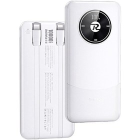 Resim Remax Rpp-37 10000mah Güç Bankası 20w + 22.5w İphone Uyumlu / Android İçin Çift Hızlı Şarj Dahili Kablolar Beyaz 