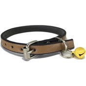 Resim Kahverengi Derili 1 CM Zilli Kedi Tasması 