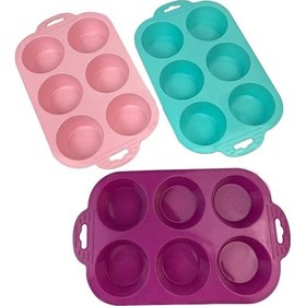 Resim 6 Bölmeli Silikon Muffin Kek Kalıbı - Elm-01-768303 Çok Renkli 