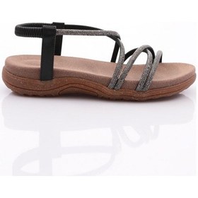 Resim Dgn 2546 Kadin Kristal Taş İpli Sandalet 2546-2027-R1534 Siyah 