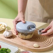 Resim 500ml Manuel Yiyecek Doğrayıcı - Çok Yönlü Sarımsak Sıkacağı, Sebze Kesici & Et Kıyma Makinesi Paslanmaz Çelik Bıçak, ABS Plastik Kap, Kolay Yiyecek Hazırlığı İçin Mutfak Aleti, Sebze Ezici | Kullanıcı Dostu Mutfak Eşyası | Dayanıklı Mutfak Aracı, Sebze Dilimleyici ve Doğrayıcı 