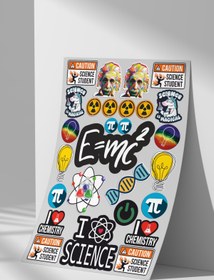 Resim Sticker Market Albert Einstein, E = Mc2 Sticker Seti, Düz Yüzeyler Için A4 Boyutu Çıkartma Etiket Seti 