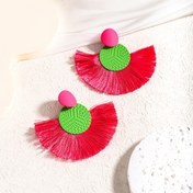 Resim 1 Çift Kadın Modası Asılı Küpe, Aşırı Kişilik, El Yapımı, Fan Şekli, Püskül, Boho Geometrik Boş, Kadınlar İçin Hediye ile 