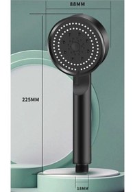 Resim Mainshop 1 Adet 5 Fonksiyonlu Su Tasarruflu Duş Başlığı Turbo El Duşu Siyah Çok Fonksiyonlu Mat Duş Başlığı Siyah 