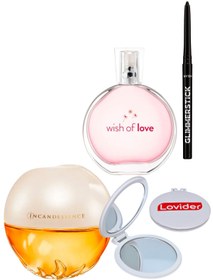 Resim Avon Incandessence 50ml + Wish Of Love 50ml Kadın Parfüm + Siyah Göz Kalemi + Lovider Cep Aynası 