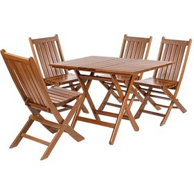 Resim Avşa Ahşap Katlanır Bahçe Balkon Seti: 80x140 Masa + 4 Sandalye Acı Kahverengi 