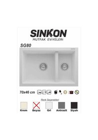 Resim Sinkon Beyaz Granit Eviye 70 x 46 / 1.5 Göz - Sg80 - Sinkon 