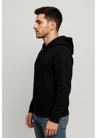 Resim Axxel Erkek Siyah 2 İplik Fermuarlı Kapüşonlu Sweatshirt-w1084 Siyah 
