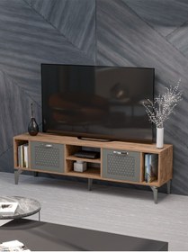 Resim Tv Sehpası Ünitesi Tekli Orta Sehpa 3'lü Zigon Sehpa Set Üç Ürün Atlantik Çam Çok Renkli 