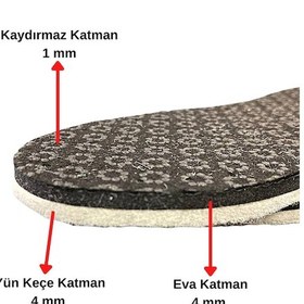 Resim 3 Çift Beyaz Yün Keçe Kaydırmaz Panduf Patik Tabanı 3Katlı Delikl 