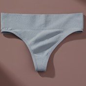 Resim 1 adet Kadınlar için Açık Gri Tanga - Rahat, Nefes Alabilen Naylon-Elastan Karışımı, Düşük Bel, Çizgili Kabartmalı İç Çamaşırı, Yumuşak Kumaş ve Elde Yıkanabilir 