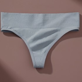 Resim 1 adet Kadınlar için Açık Gri Tanga - Rahat, Nefes Alabilen Naylon-Elastan Karışımı, Düşük Bel, Çizgili Kabartmalı İç Çamaşırı, Yumuşak Kumaş ve Elde Yıkanabilir 