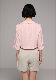 Resim Colin's Colins Fashion Fit Shirt Neck Düz Kadın Turuncu Roll-up Gömlek Cl1081150 Q1.v1 Psl Somon 