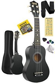 Resim Midex UKX-901BK Askı Çanta Metod Pena Siyah Soprano Ukulele 