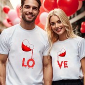 Resim Tek Paket, Çiftler İçin Aşk Eşleştirme T-Shirt, Rahat Versiyon, Kısa Kollu Üst, Onlar ve Onlar Sevgililer Günü veya Noel Hediyesi İçin Mükemmel 