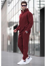 Resim Madmext Bordo Kapüşonlu Basic Eşofman Takımı 5928 Bordo 
