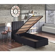 Resim Nironyatak Niron Ela Baza Ve Başlık Seti - 80X200 Cm Tek Kişilik Siyah Kumaş 