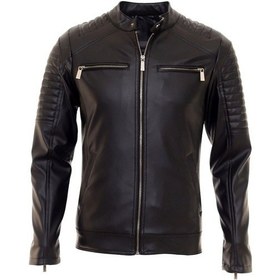 Resim Oliggopol Erkek Siyah İç Cepli Slim Fit Deri Ceket Çok Renkli 