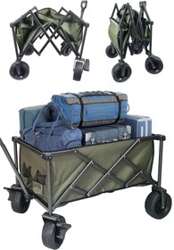 Resim Binbirreyon Katlanır 4 Kalın Tekerlekli Büyük Boy Kamp Plaj Arabası Vagon Tip Taşıma Arabası Mavi Aa100 
