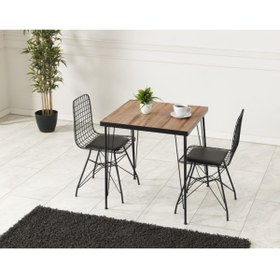 Resim Ressa Home Azra 2 Kişilik Akça Masa Sandalye Takımı 70x70 cm 