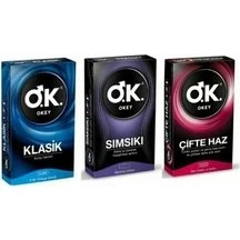 Resim Okey Prezervatif Klasik 10 Lu + Sımsıkı 10 Lu + Çifte Haz 10 Lu 