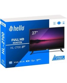 Resim Hello HL-2700 27'' Audio IN-RCA-VGA-HDMI-USB 12 Volt Adaptörlü Full HD Led Monitör 