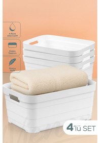 Resim Vienev 4'lü 10,8 Litre Saklama Kutusu Beyaz Beyaz 