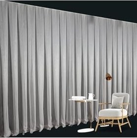 Resim DECO PERDE Düz İnce Çizgili Tül Perde Sık Pile (1'e 3 Pile) Gümüş Gümüş 460 x 230 