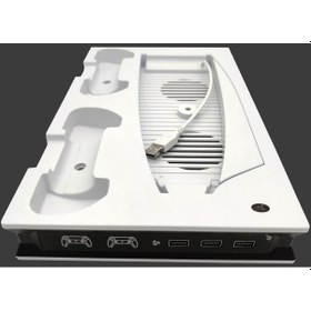 Resim Ps5 Dijital / Optik Sürücü Konsolu İçin Soğutma Fanı Denetleyicisi Işık Dock Standı İle Şarj Tabanı 