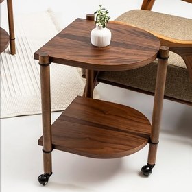 Resim Lagoma - Cosmos Yarım Daire Raflı Modüler Yan Sehpa - Ceviz 