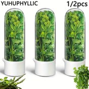 Resim YUHUPHYLLIC 1/2 adet Buzdolabı Otu Koruyucu, Buzdolabı Otu Saklama Kutusu Cilantro Konteyneri, Cilantro, Pursen, Asparag, Nane için Taze Otu Koruyucu, 2-3 Hafta için Sebzeleri Taze Tutuyor 