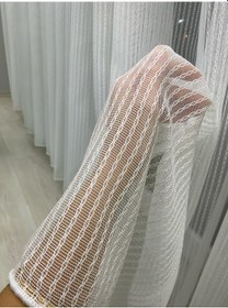 Resim 4042 Gümüş Simli Desenli Modern Ekru Tül Perde 1/2,5 Orta Normal Pileli Ekru-gümüş 