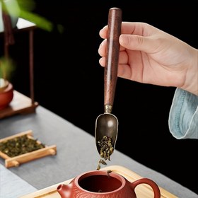 Resim Zen İlhamlı Siyah Sandal Ağacı Alaşımlı Çay & Kahve Kaşığı - Kung Fu Çay Törenleri ve İçecek Keyfi için Mükemmel, Masa Kaşığı, Favori İçecekler 