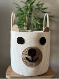 Resim Zuviel Deco Handmade 35x35 Hasır Tress Oyuncak Sepeti, Çamaşır Sepeti, Çok Amaçlı Sepet, Düzenleyici 
