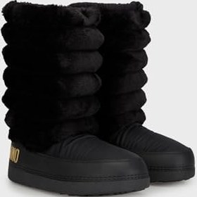 Resim Love Moschino Logolu Yumuşak Dokulu Kapitone Kar Botu, Siyah, 35-36 