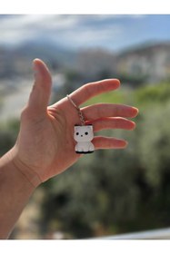 Resim mmb Siyam Kedi Anahtarlık – Örgü Desenli Sert Figür | Amigurumi Tarzı Hediyelik Aksesuar 