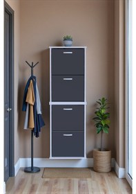 Resim Eliusta Slim 4 Düşer Kapaklı 52 Cm Antrasit Asma Ayakkabılık Kapı Önü/antre 52x156x26 Cm Ayakkabılık Antrasit 