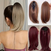 Resim 1 adet Unisex Derin Dalgalı At Kuyruğu Klipsli Ek, Yüksek Sıcaklık Fiber Sentetik Saç Parçası, Günlük Giyim ve Partiler İçin Çok Yönlü 