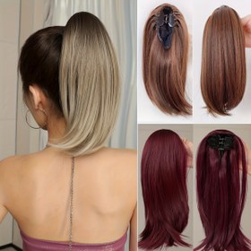 Resim 1 adet Unisex Derin Dalgalı At Kuyruğu Klipsli Ek, Yüksek Sıcaklık Fiber Sentetik Saç Parçası, Günlük Giyim ve Partiler İçin Çok Yönlü 