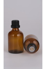 Resim TABİA 50 ml Cam Amber Ecza Şişesi Kapak+Tıpa 50 Adet 