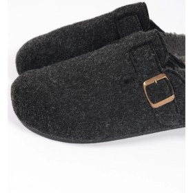 Resim Erkek Antrasit Keçe Peluş Astarlı Kışlık Ev Içi Terlik - Fenti-A 