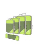 Resim Springsun Yeşil 5'li Seyahat Organizer Seti: Genişleyebilir Ağ Desenli, Dayanıklı Poliester, Giysi Ve Eşya Saklama Çantaları 