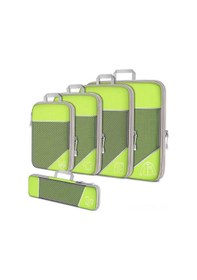 Resim Springsun Yeşil 5'li Seyahat Organizer Seti: Genişleyebilir Ağ Desenli, Dayanıklı Poliester, Giysi Ve Eşya Saklama Çantaları 