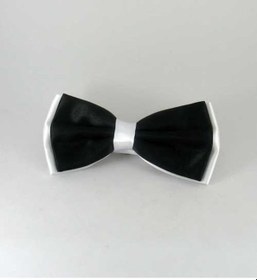 Resim Beyaz Garnitürlü Siyah Saten Papyon - GP-15 Siyah 