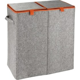 Resim Metra Shop Keçe Duo Çamaşır Sepeti, 2 Bölmeli ve Katlanır Kapaklı, Tekstil, Gri/turuncu, 2 Kammern 