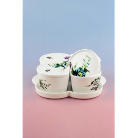 Resim Belisya 4 Lü Porselen Kapaklı Kahvaltılık 